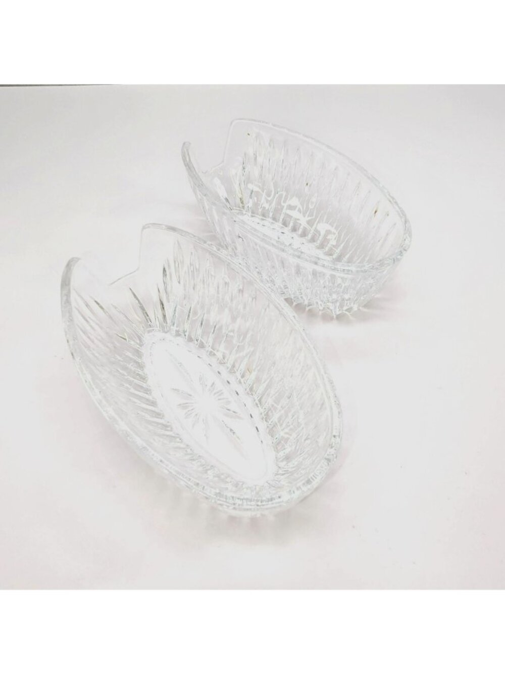 Princess House Spoon Rests Heavy Glass Oval Starburst Set Of 2 Vintage VL5074 - Picture 4 of 7